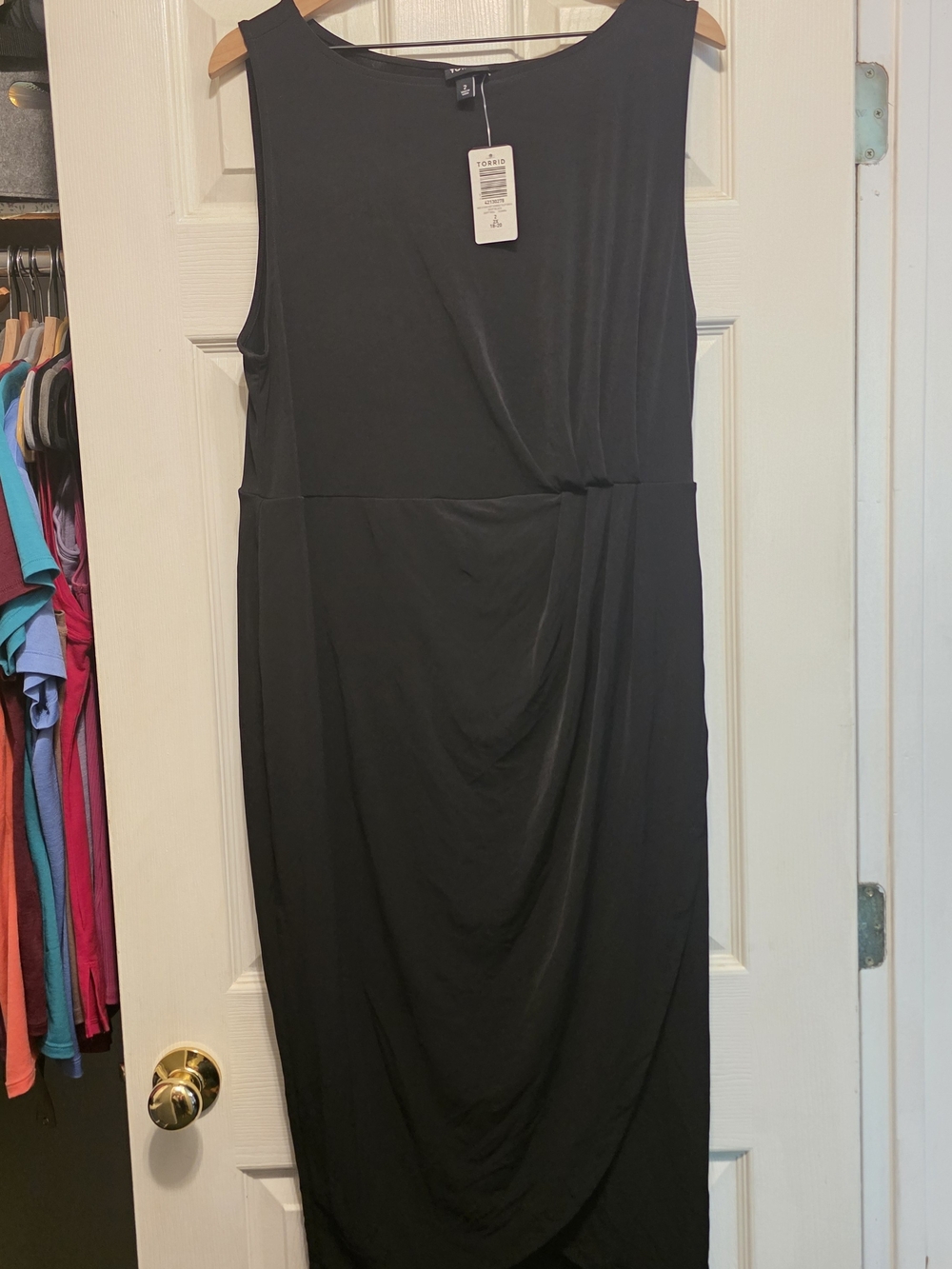torrid Black Sleeveless Drape-Front Midi Dress, Sz 2 (18-20) NWT